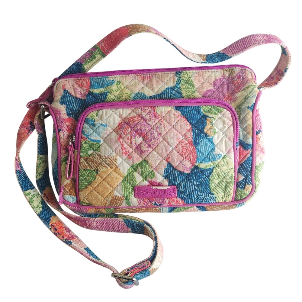 Vera Bradley Indio Iconic On The Go Mini Crossbody Floral‎ Quilted Bag